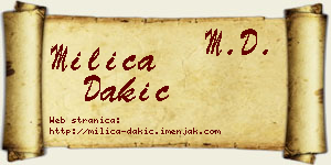 Milica Dakić vizit kartica
